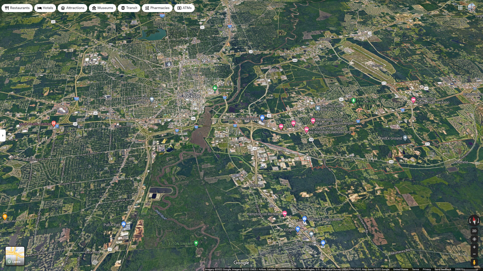 Pearl Aerial Map Mississippi